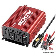 Car Power Inverter DC 12V to AC 110V with 2AC outlets and 2A USB Port 500W