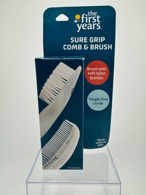 The First Years Sure Grip Kids Tangle Free Comb & Brush Soft Nylon Bristle Set