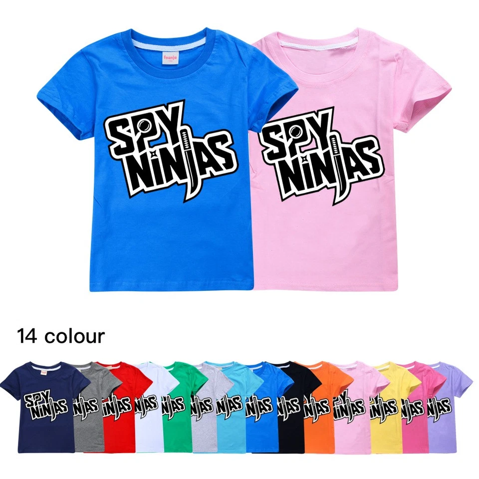 New Spy Ninja Boys Girls Casual Short Sleeve 100% Cotton T-shirt Tops Kids Gift