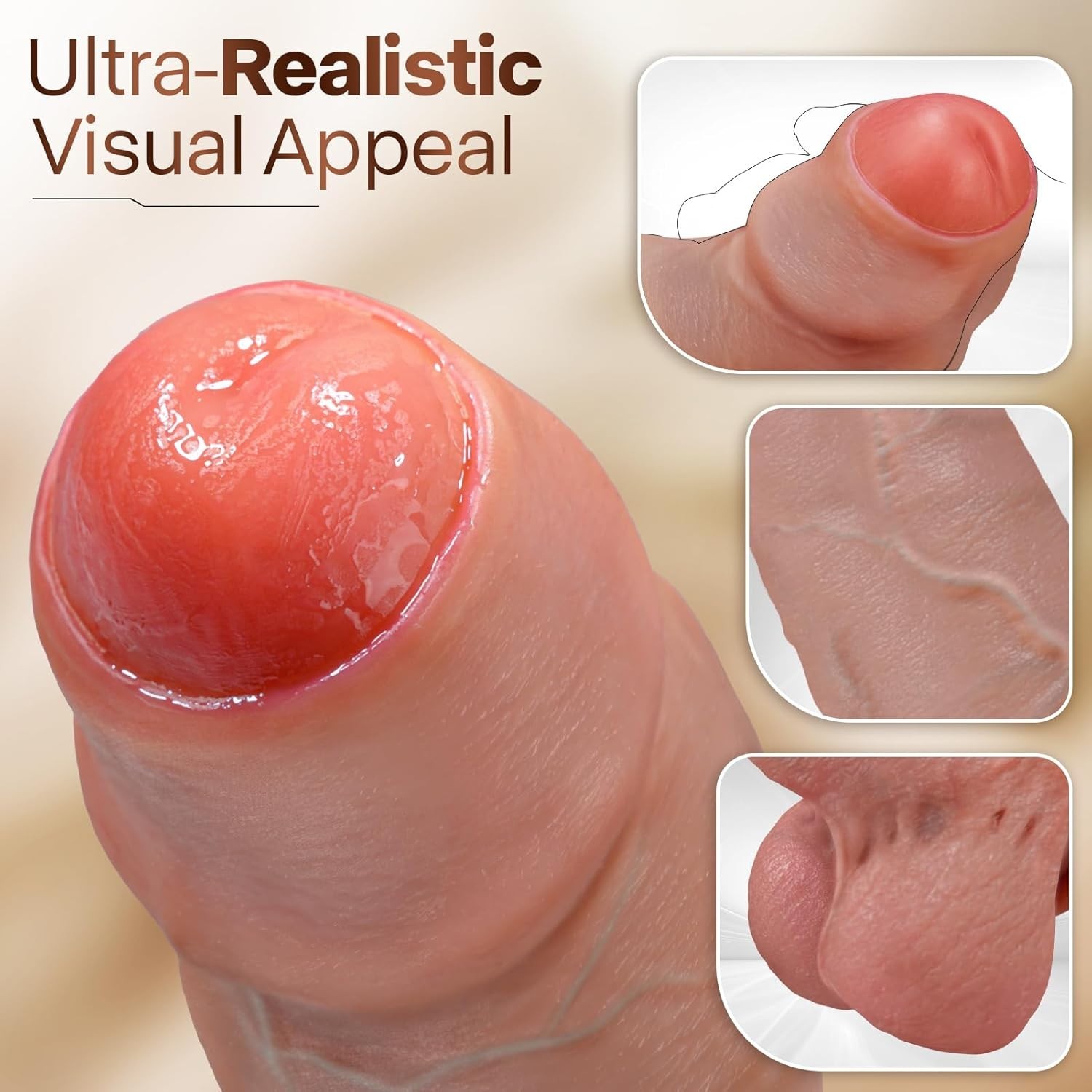 11'' Realistic Uncut Foreskin Big Dildo Huge Thick Dildo with Strong Suction Cup