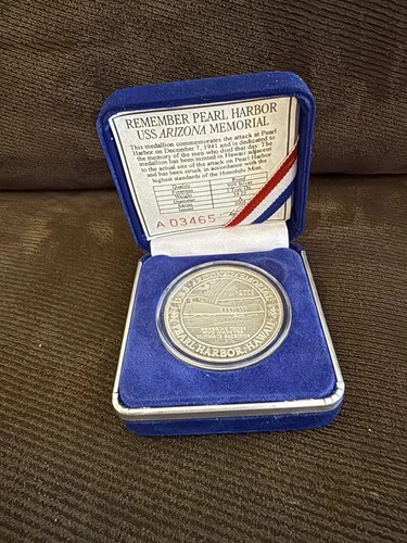 USS Arizona Pearl Harbor Memorial 1 oz .999 Silver Proof Medallion w/ COA & Case