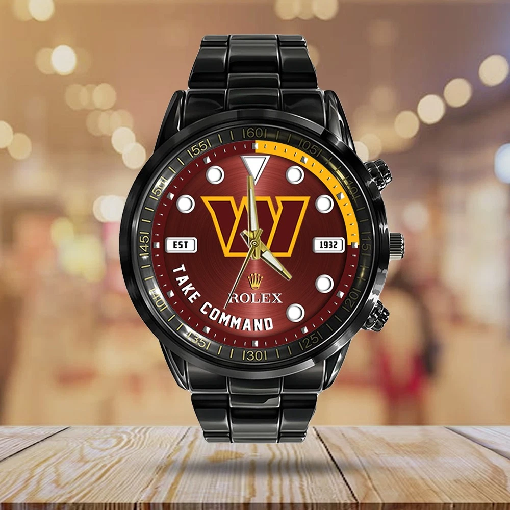 Washington Commanders Black Stainless Steel Watch