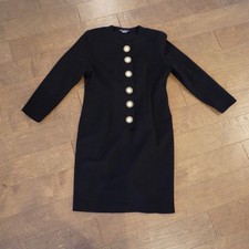 VTG Positive Attitude Long Sleeve Button Closure Dress Black Womens Size 12