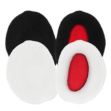 Apausvcm 2 Pairs Bandless Earmuffs, Thick Winter Ear Medium, Black,white