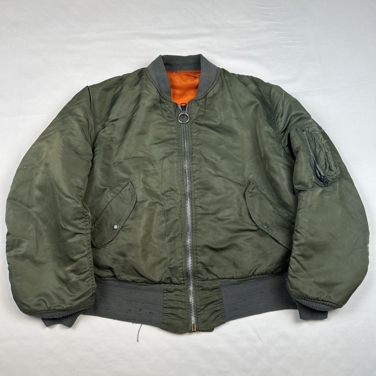 ジャケット・アウター Alpha 80s ma1 VTG ALPHA Industries 80s MA-1 Flyers Jacket Green Sz L Bomber