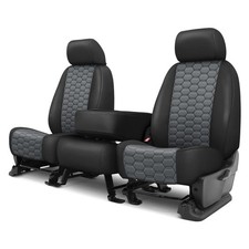 Caltrend Faux Leather Hex Quilted 1st Row Black Charcoal Custom Seat Covers