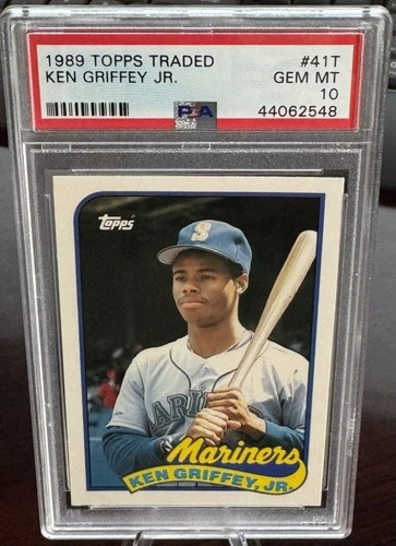 1989 KEN GRIFFEY JR TOPPS TRADED ROOKIE PSA 10  MARINERS 50-50? (548)
