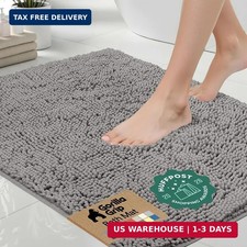 GORILLA GRIP Bath Rug Mat, Thick Soft Absorbent Chenille, Quick Dry Microfiber M