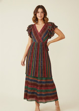 NWT FARM Rio River Creatures Stripes Maxi Wrap Dress S $275