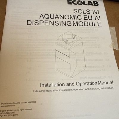 ECOLAB 92591097 SCLS IV AQUANOMIC DISPENSING MODULE (636)