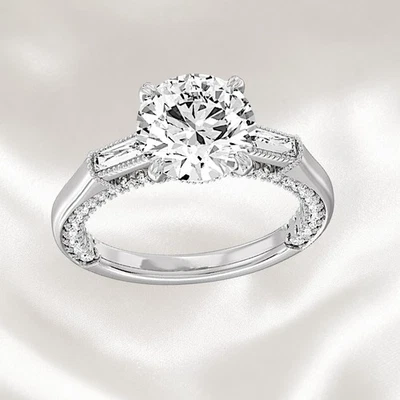 3.30 Ct Round Cut IGI Certified Lab Grown Diamond Engagement Ring 18K White Gold - Image 1 of 4