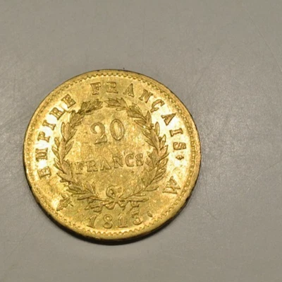 NAPOLEON 20 FRANCS OR /GOLD 1813 W = LILLE    RARE monnaie - Photo 1/2