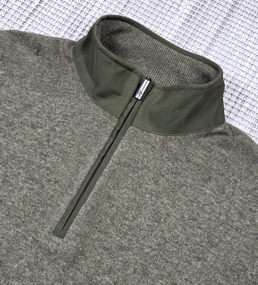 Orvis Sweater Mens M Wool Cashmere Blend Olive 1/4 Zip Elbow Patch Pullover - Image 4 of 4