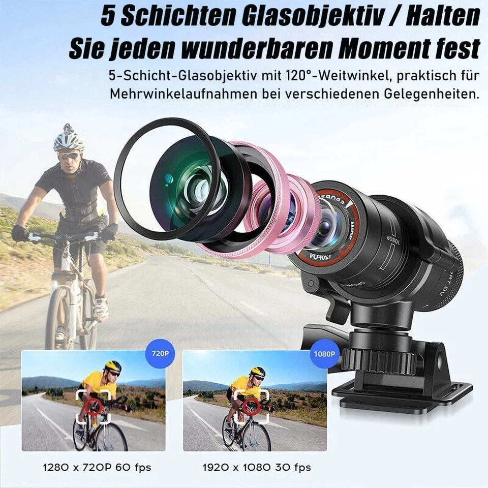 1080P Helmkamera Mini Sport DV Kamera Fahrrad Motorrad Helm Action DVR Video - Bild 3 von 4