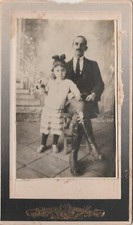TURKEY - OTTOMAN PERIOD VINTAGE CABIN PHOTOGRAPH - FATHER AND GIRL