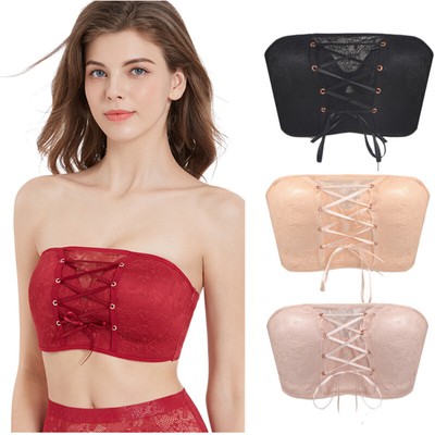 Women Push Up Strapless Wedding Bra Lace Sexy Soft Wire Free Breathable Bralette