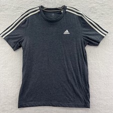 Adidas Shirt Mens Medium Gray Short Sleeve Crew Neck Cotton Logo Top Adult