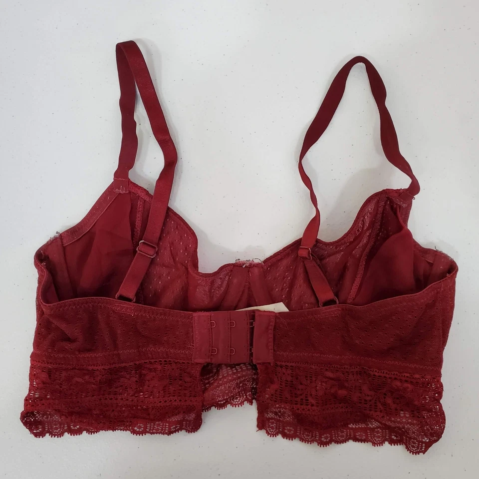 Sujetador de mujer Free People 32D granate íntimamente encaje bralette Foto 3 de 4