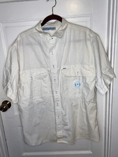 Vintage Givenchy white button up Mens Shirt XL 80s Short Sleeve big pockets