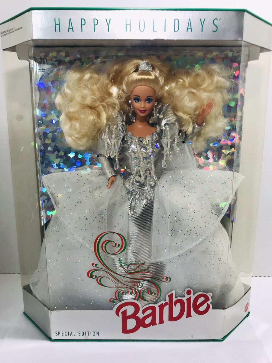 1992 Happy Holidays Barbie Doll Special Edition Silver White 1992 Happy Holidays Barbie Doll Special Edition Silver White