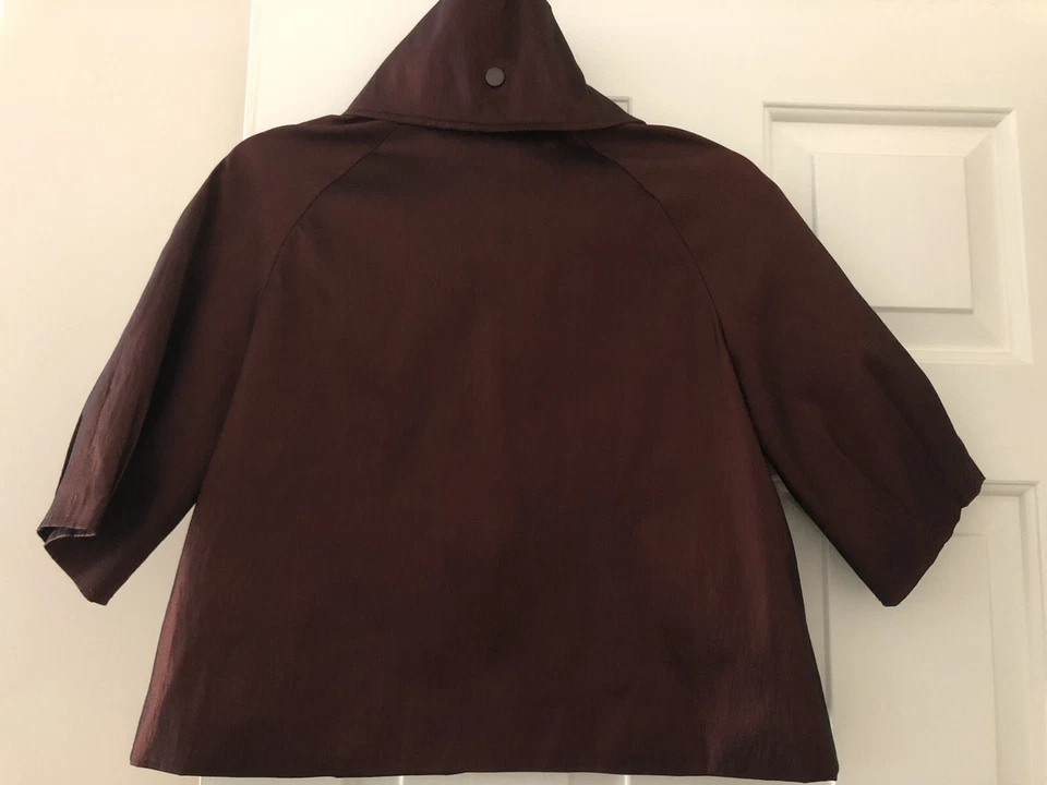 Abrigo Chaqueta SAMUEL DONG Mujer Elegante Marrón Bronce Texturizado Cremallera Completa Talla S Usado en Excelente Condición Foto 3 de 4