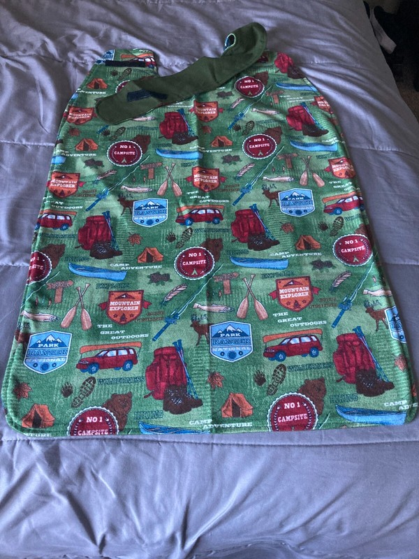 Handmade Camping Print Adult Flannel Bib/Apron