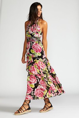 chinese dress ladies Provence Bloom Tiered Maxi Dress Floral Blue