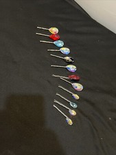 Lot 12 HAIR PINS: Teardrop RHINESTONES/ Bobby Pins. Nice Addition To Your Hair.