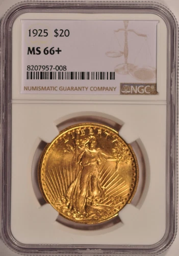 1925 $20 Saint Gaudens Gold Double Eagle NGC MS66+ Pre-1933 Gold