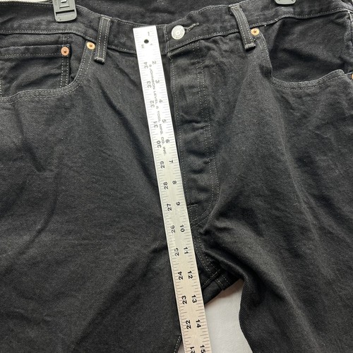 Levis 501 Mens Black Button Fly Jeans Classic Straight Leg Denim Size 36X30 - Picture 5 of 11