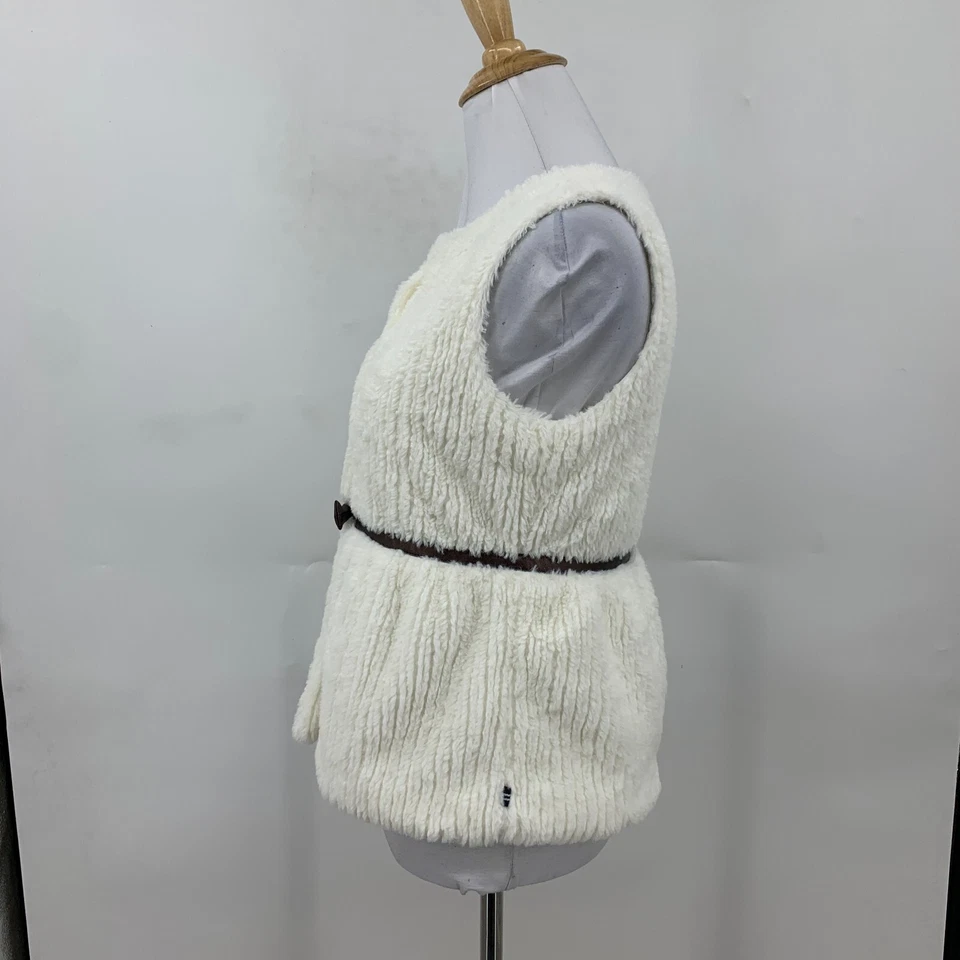 Chaleco de piel sintética Nautica niñas 12 blanco cuero PU arco cinturón tapeta frontal a presión Foto 4 de 4