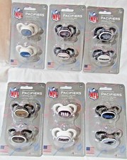 NFL Pacifiers Set of 2 Images Color Shield w/ Holes on Card -Select- Team Below
