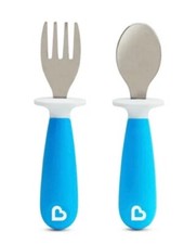 Munchkin Raise Toddler Fork and Spoon Set, 12 Months, BPA Free, Blue