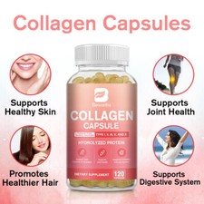 120pcs Collagen Peptides Capsules 2000mg Types I, II,  III, V, X Anti-Aging