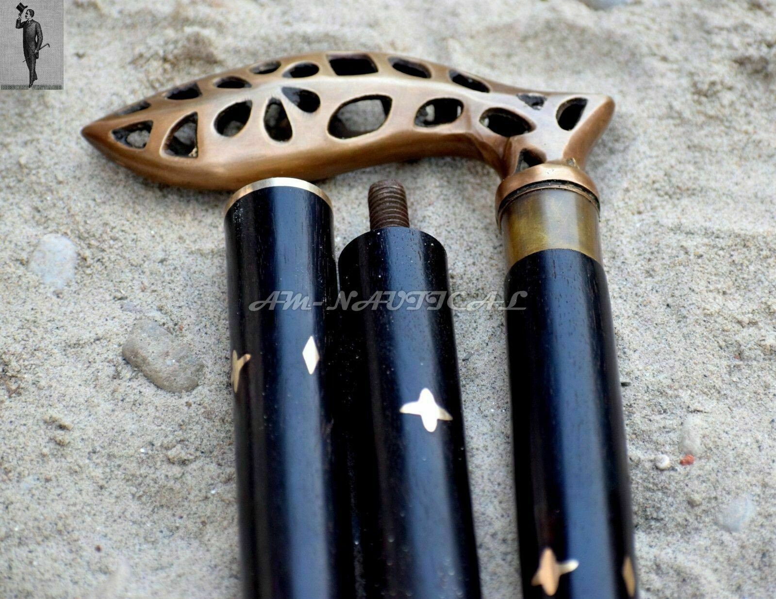 Designer Solid Brass Engraved Head Handle Style W… - image 2