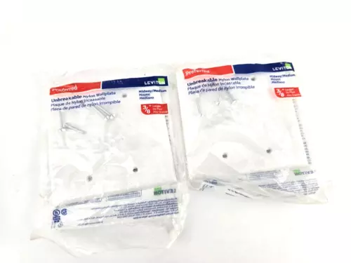 2pcs NOS Leviton PJ23-W 2-Gang No Blank Wallplate White Nylon
