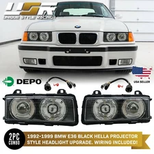DEPO Euro GLASS Ellipsoid Projector Hella Style Headlamp For BMW E36 3 Series
