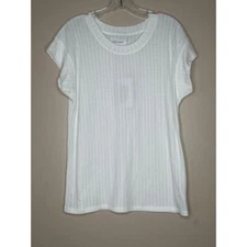 Dear John Denim NWT GABBY VERIGATED RIB TOP WHITE Women's Size M