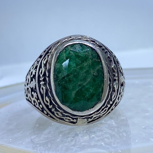 Natural Emerald Stone Ring Green Gemstone 925 Sterling Silver Handmade Gift Her - Picture 8 of 10