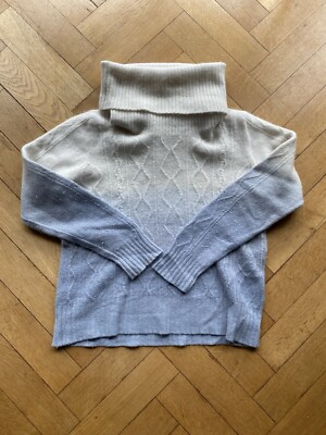 Blue And Cream Ombré Roll Neck Monsoon Jumper Lambswool