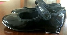 Girls Black Patent Tap Dance Shoes Size 10M