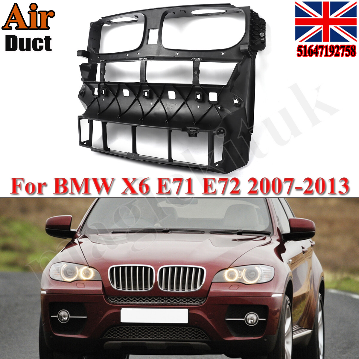 For BMW X6 Series E71 Front Radiator Slam Panel Support Air Intake Duct 7192758