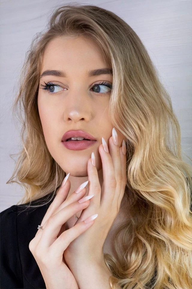 Künstliche Nägel 24p - Babyboomer Mandel - zum aufkleben press on nails klebepad - Bild 4 von 4