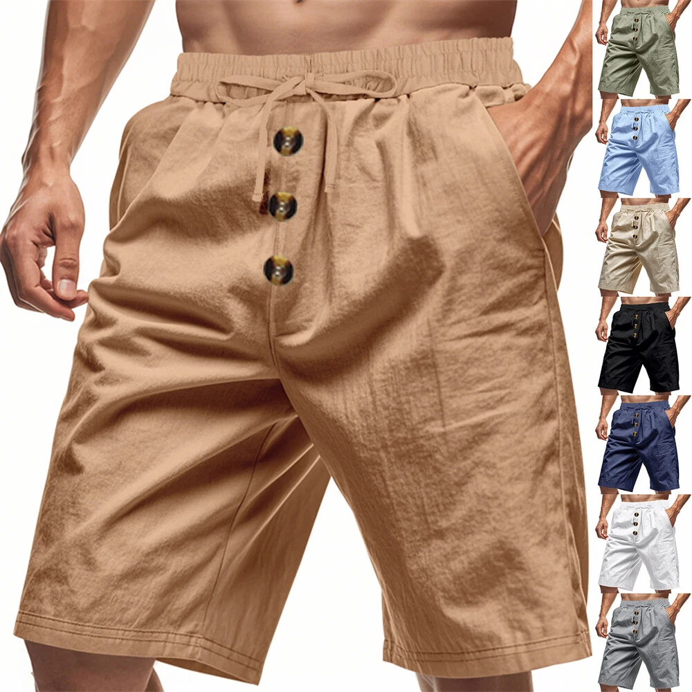 Men's Shorts Casual Linen Drawstring Lightweight Summer Beach Shorts