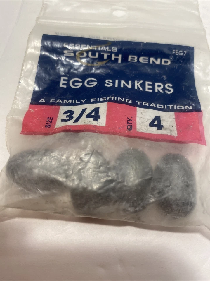 Lot of 2 Vtg South Bend FEG7 Packs of 4 Egg Sinkers Each 3/4oz Fishing Weights — 第 2/4 张图片