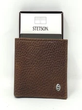 STETSON AMERICAN BISON LEATHER BI-FOLD WALLET