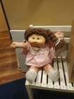 Vintage 1978-1982 CABBAGE PATCH KIDS Doll Brown Hair/Eyes Dress, Shoes, Diaper