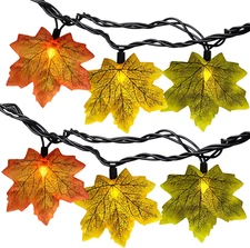 13.6FT Fall Lights Thanksgiving String Lights, 35LED Orange Yellow Green Maple L