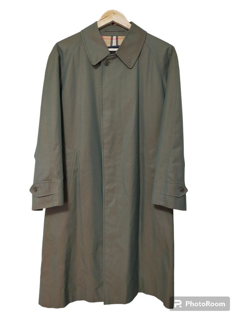 Burberry Balmacaan Trench Coat Plain Collared Khaki Iridescent Size L For Men thumbnail 16