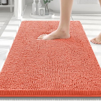 Smiry Luxury Chenille Bathroom Rugs 30x20, Extra Soft and 30'' X 20'', Coral